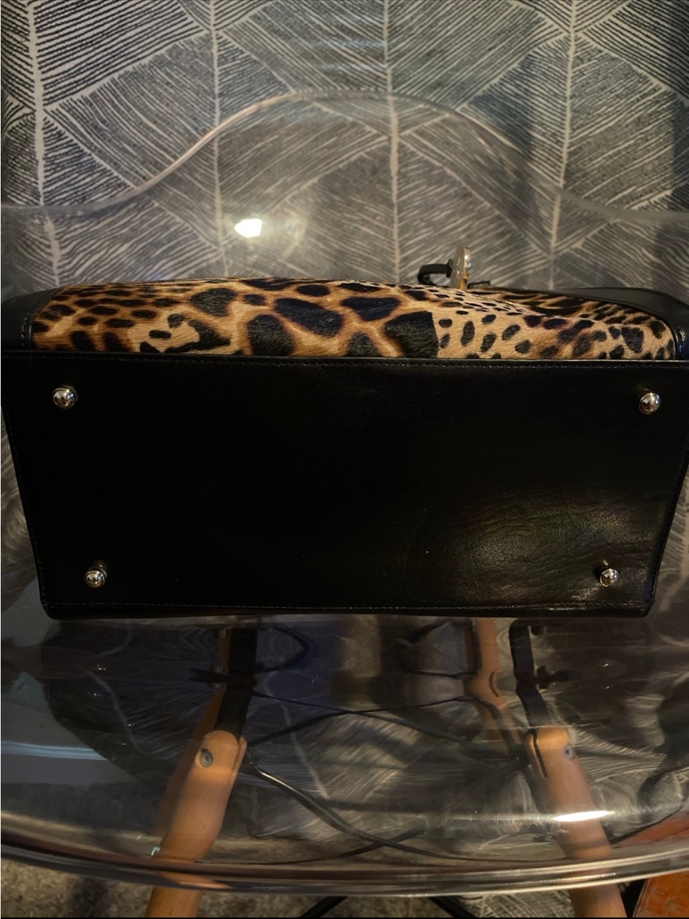 Brahmin Animal Print Satchel with Black Trim - Picture 10 of 14